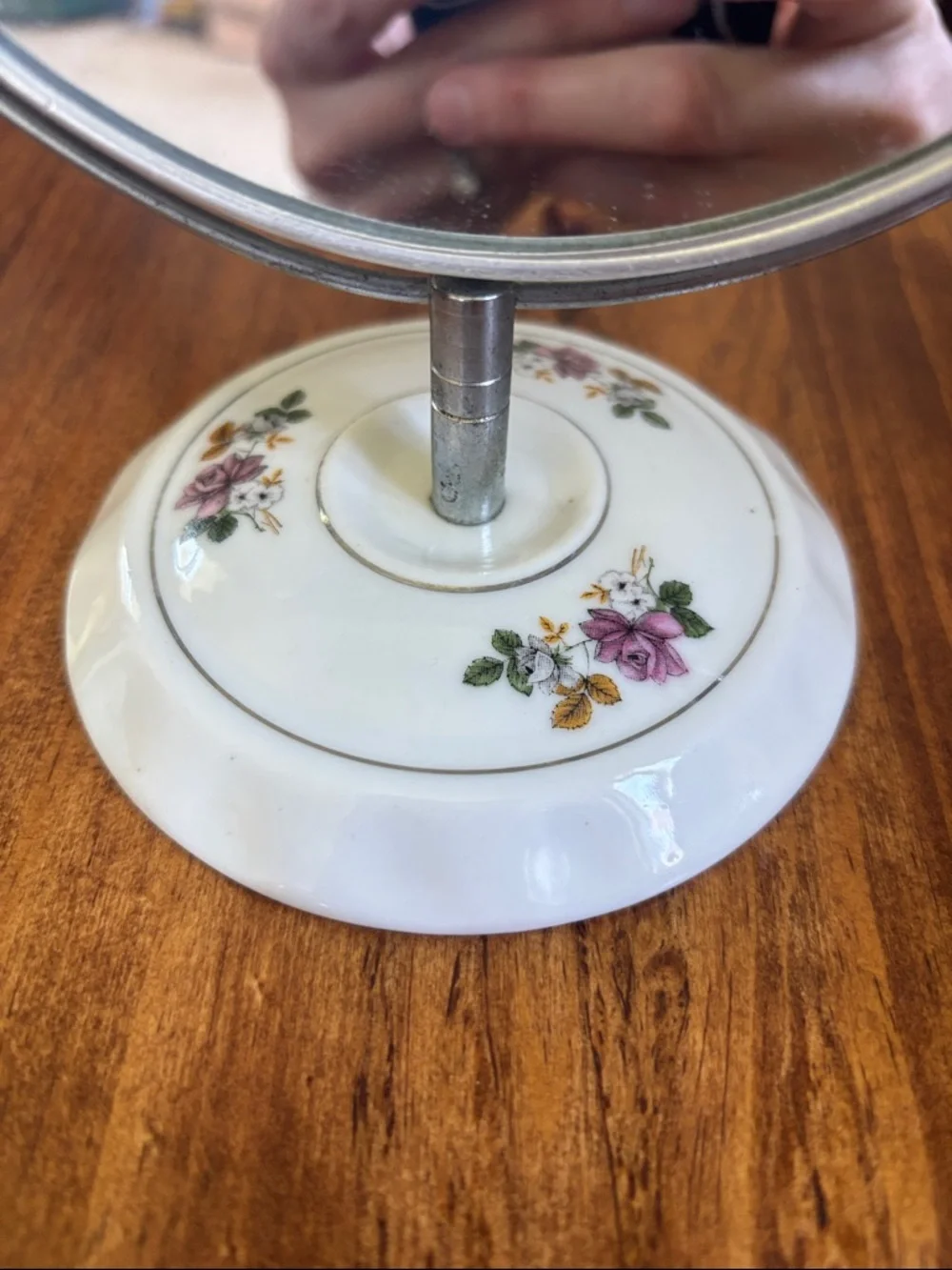 Vintage White Floral 2 Sided Table/Vanity Mirror